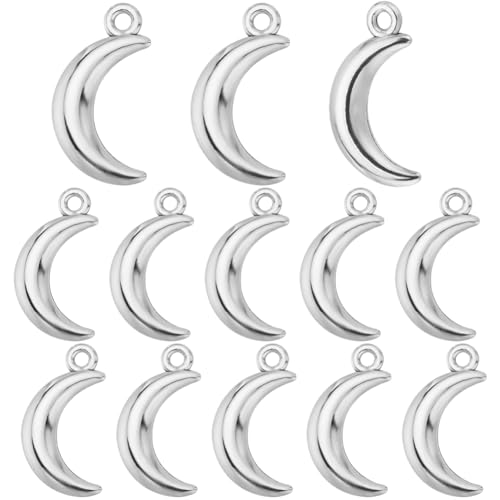 SUNNYCLUE 1 Box 100Pcs Moon Charm Silver Crescent Moon Charms Bulk Witchy Celestial Luna Alloy Moon Charm for Jewellery Making Charms Supplies DIY Necklaces Bracelets Earrings Crafts Adults Gifts