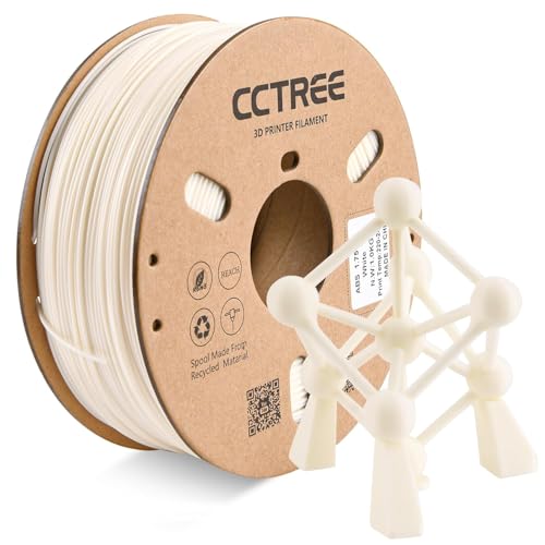 CCTREE ABS+ 3D Printer Filament 1.75mm, 1KG Cardboard Spool, White