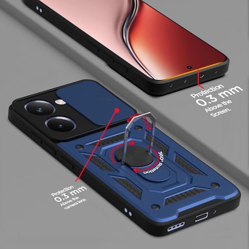 Image of Luxe Back Cover for Realme P3 Ultra 5G | D10 Tough Armor Case | Sliding Camera Shield | 360 Protection | Kickstand Ring Holder | Military-Grade Shockproof Bumper Case