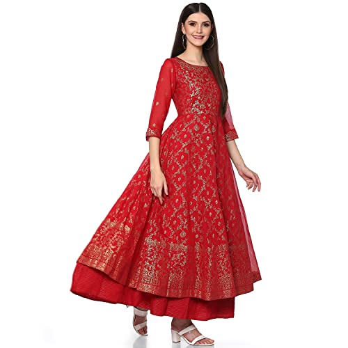 Image of BIBA Women Poly Modal Anarkali Printed Dress