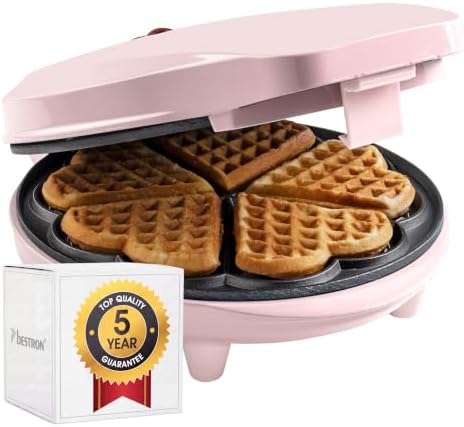 Bestron Waffeleisen für klassische Herzwaffeln, Waffelmaker mit A...