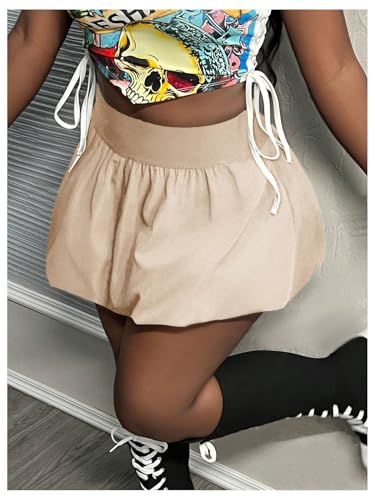 Women's Bubble Mini Skirt Elastic Waist Mini Skirt Y2K Vacation Skirt4