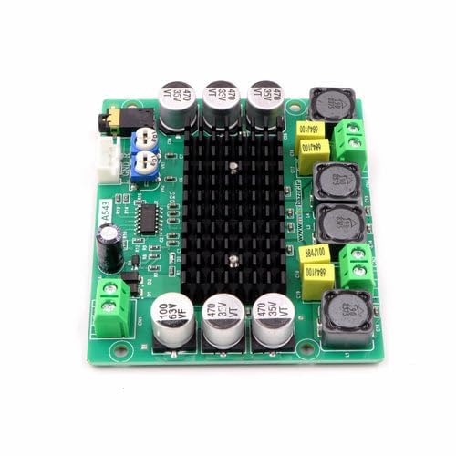 Image of Gold A543 TPA3116D2 120W Stereo Audio Amplifier Board - High-Power Class D Digital Amp Module with Heatsink - DC 5V-24V Input - Ideal for Home Audio, DIY Speakers, Subwoofers & Car Amplification