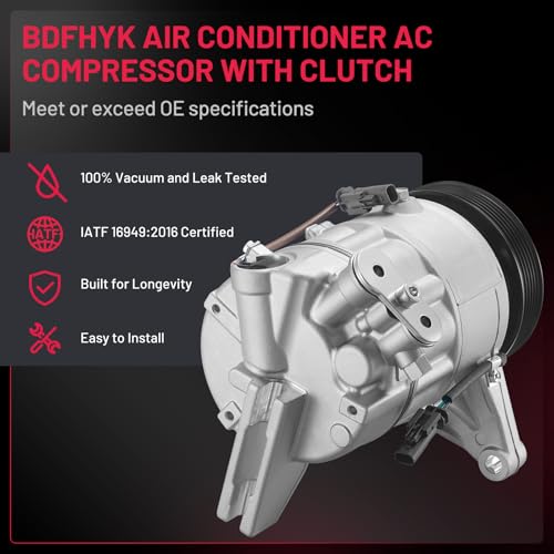 BDFHYK Air Conditioning A/C Compressor 98586 Compatible with Buick LaCrosse 2012 V6 3.6L, Compatible with Cadillac SRX 2012-2016 V6 3.6L