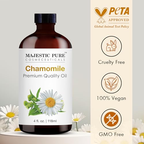 Image of Majestic Pure Chamomile Essential Oil for Diffuser - 4 Fl Oz | 100% Natural Essentials Oils Ideal for Humidifier, Air Freshening, Cleaning Home, Bath, Steam Inhalation and Massage