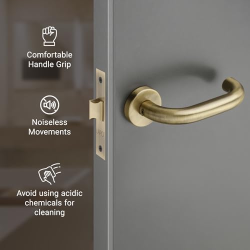 Image of LAPO Bathroom Door Lock Set | 45x45mm Lock Body | Keyless Brass Latch | Supports 30-50mm Thickness | Antique Finish | Left-Right Compatible | Easy Screw Fitting | 3 Years Warranty | CMH-6T