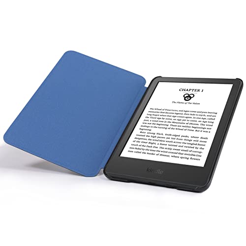 Image of CoBak Case for 6 inch E-Reader - PU Leather Smart Cover with Auto Sleep /Wake & Hand Strap, not Compatible with Kobo Clara.Deep Blue