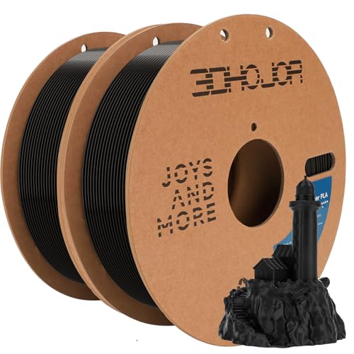 Image of 3DHoJor 3D Printing Filament Basic PLA Filament Bundle 1.75mm 1kg*2 Cardboard Spool Dimensional Accuracy + /- 0.03 mm Fit Most 3D FDM Printer -Black