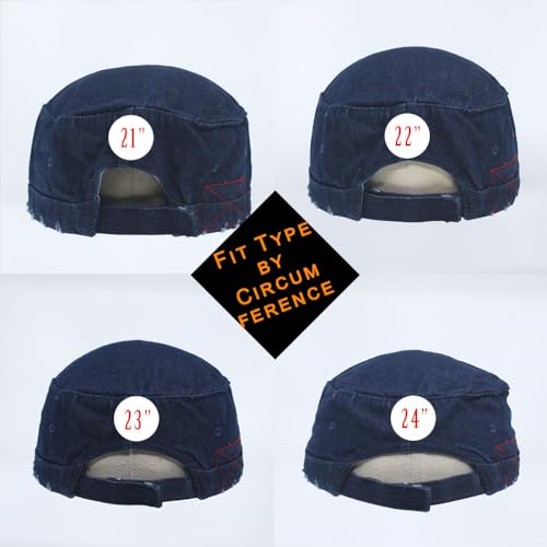 Image of The Vintage Year Washed Cotton Distressed Cadet Hat - Tactical Military Baseball Cap for Men & Women, Outdoor Casual Wear