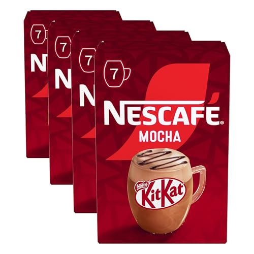 Nescafé KITKAT Mocha Café soluble con sabor KITKAT, estuche con 7 sobres (Paquete de 4)