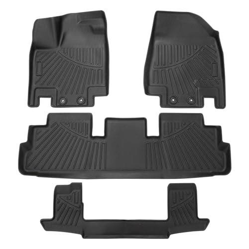 Powerty Floor Mats for 2022-2025 2026 Nissan Pathfinder 7 Seats Accessories All Weather Floor Liners 3D TPE Floor Mat Heavy-Duty Floor Liners