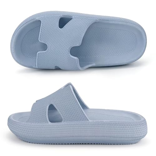 Image of Pillow Slippers for Women House Shower Foam Cushion Slides, Women's Comfy Cloud Recovery Slide, H Sandals for Womens with Non-Slip Lightweight Soft
