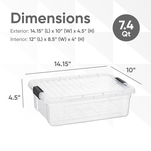 Image of Superio 7.4 Quart Clear Plastic Storage Bin with Lid, Stackable Organizer Box, BPA-Free Storage Container for Home, Garage, School & Office, 3 Pack