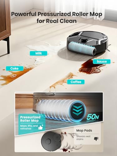Image of Lefant M210 Pro OMNI Robot Vacuum and Mop, 18000Pa Suction, Self-Cleaning Roller Mop with Auto Drying, LiDAR Navigation, Tangle-Free for Pet Hair, 800ml Dustbin, 5G WiFi, Slim