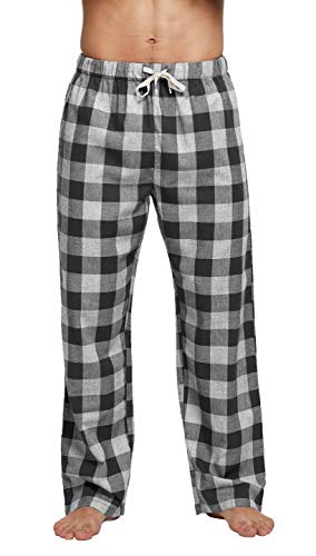 CLPP'LI Men's Cotton Pajama Pants (Black/White, X-Large)