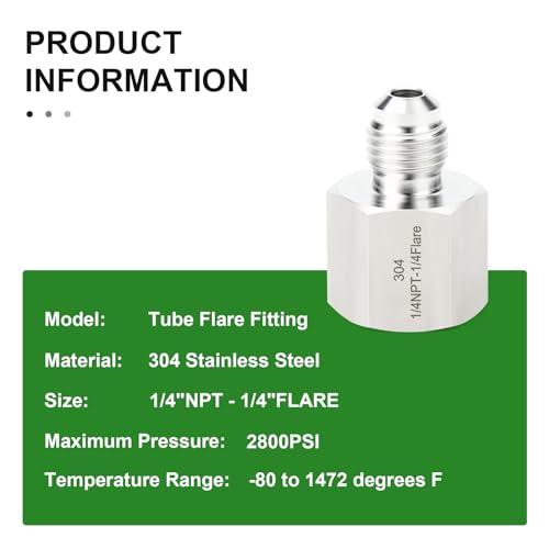 Image of TAISHER 5PCS Forging of 304 Stainless Steel Tube Flare Fittings, 1 /4 inch Male Flare x 1 /4 inch NPT Female, Half Union