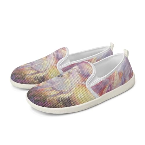 Howilath Horse Print Slip on Loafers for Women Mesh Flat Shoes Casual Sport Sneakers for Hiking Travel Camping