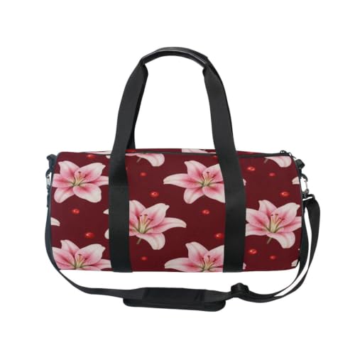 Bolsa de gimnasio redonda de diseño independiente con motivos de lirio y leopardo 2