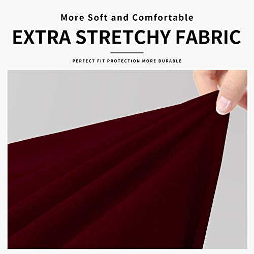 Image of Easy-Going Waterproof 3-Piece Oversized Loveseat Couch Covers for Sofa | 3-Piece Set Spandex Sofa Cover Slipcover Elastic Bottom Dog Pet Friendly Wine