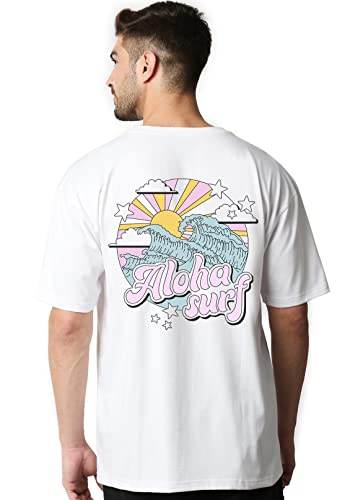 Image of Wear Your Opinion Men's Back Print Oversized Graphic T-Shirt (Design : Aloha Surf)