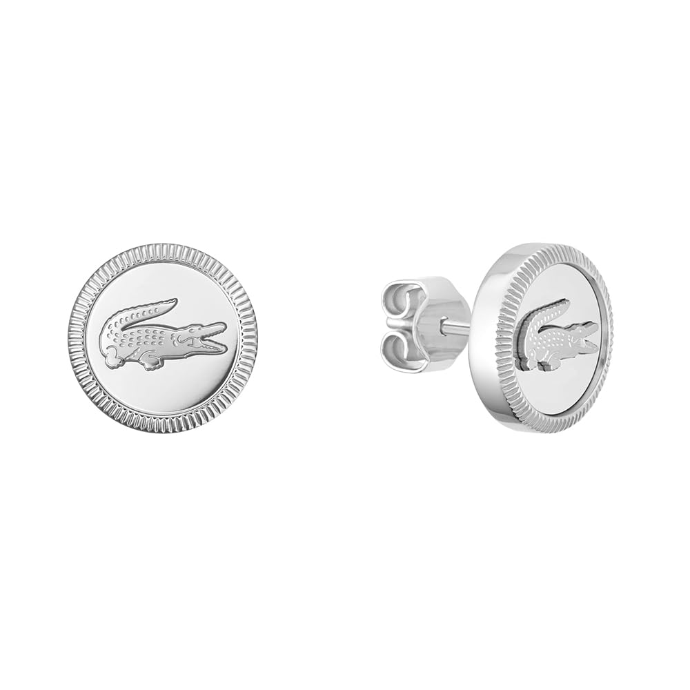 Lacoste Jewelry für Damen Kollektion MEMENTO Halskette, Armband oder Ohrstecker aus Edelstahl mit Krokodilgraviertem Anhänger