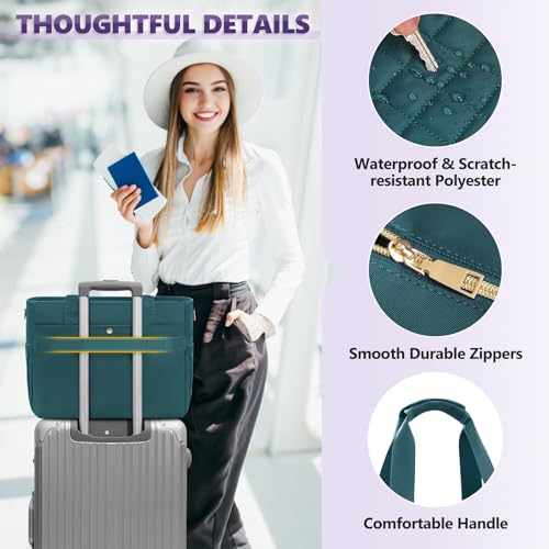 Image of SDYSM Teacher Tote Bag 15.6 inch Laptop Bag Work Bags for Women Nurse Tote Professional Computer Messenger Shoulder Bags Laptop Briefcase for Office, College, Nursing, Dark Green