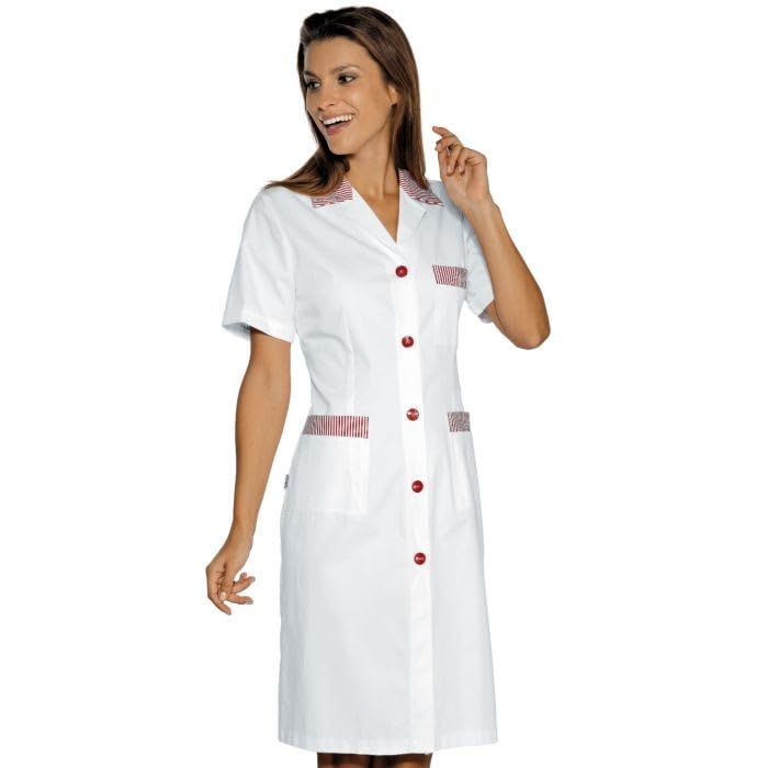 I.sacco Camice Mezza Manica da Donna POSITANO in 100% Cotone (Bianco+riga Rossa)