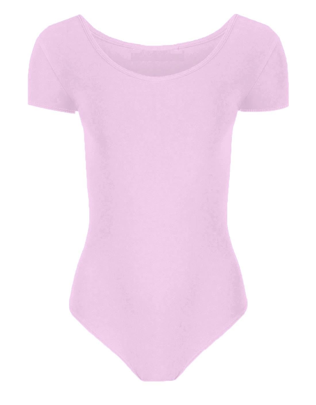 Hamishkane Girls Short Sleeve Bodysuit Dance Ballet Leotard Kids Plain Stretchy Microfibre Leotards Top
