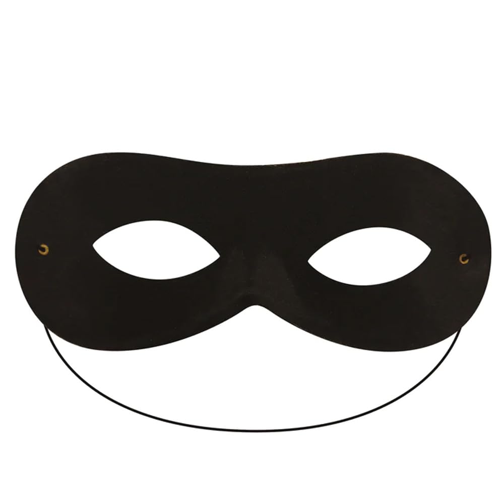 Navoys Black Superhero Domino Mask - Eyemask, Ninja and Robber Mask, Halloween Costume, Unisex, Fancy Dress, One Size Fits All, Highway Man, Bandits, Elastic Band Strap