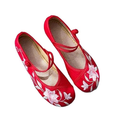 Ballerines brodées en toile de qualité supérieure : détails raffinés et boucles femme 40