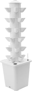 Hydroponic Tower 30 Pods Hydroponic System 6 Etagen mit 10L-Wassertank Wasserstandsanzeiger Pflanzturm Hydro Grow System Hydrokultur Anbausystem Bewässerung Selbstbewässerung Netztöpfen (Weiß)
