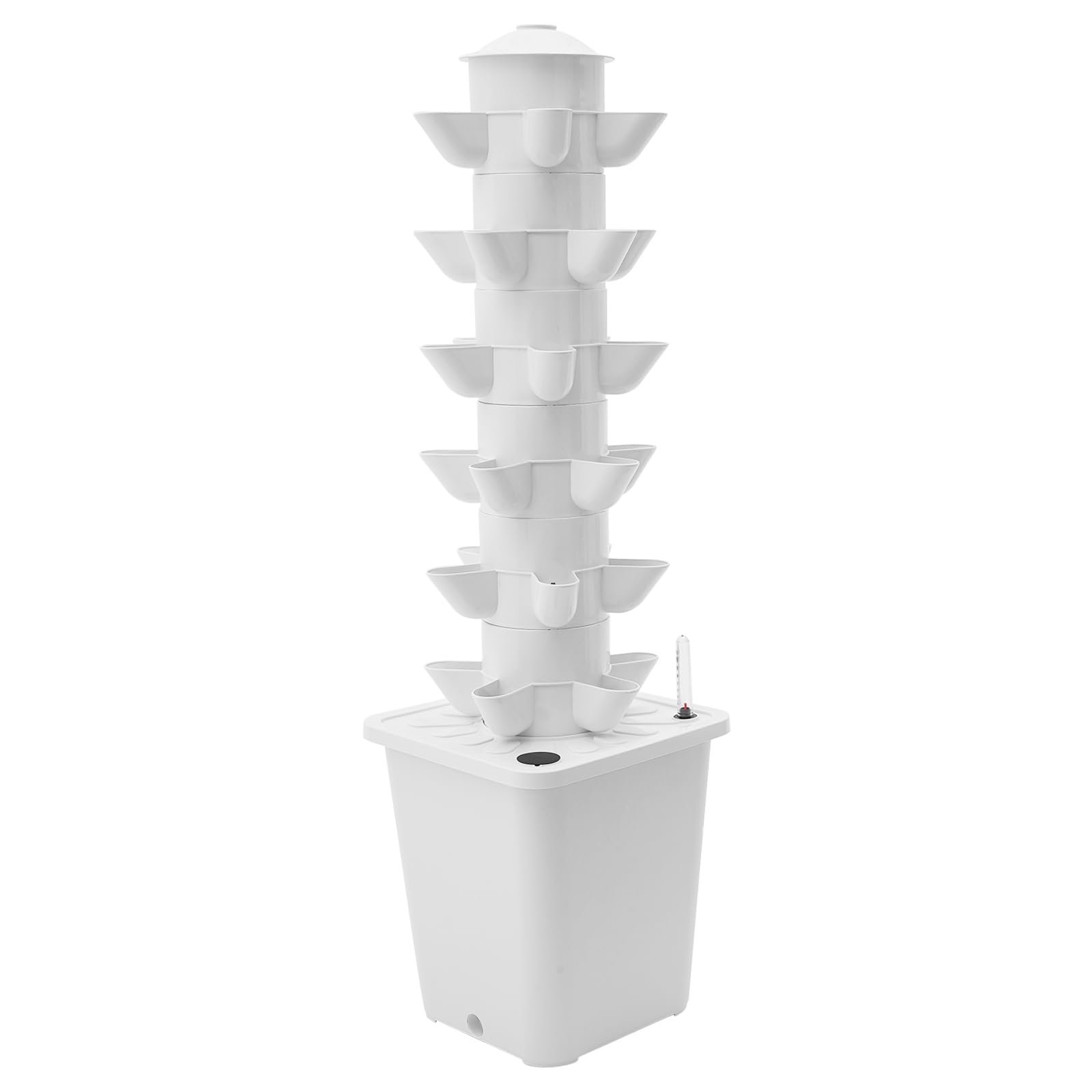 Sistema Idroponico Coltivazione Idroponica Verticale Kit con 30 Fori, Serbatoio Bianco in PP per Giardino Balcone Ufficio e Coltivazione Indoor