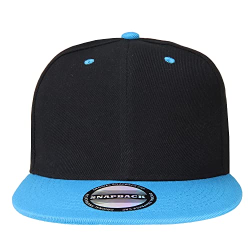 Image of Classic Snapback Hat Cap Hip Hop Style Flat Bill Blank Solid Color Adjustable Size