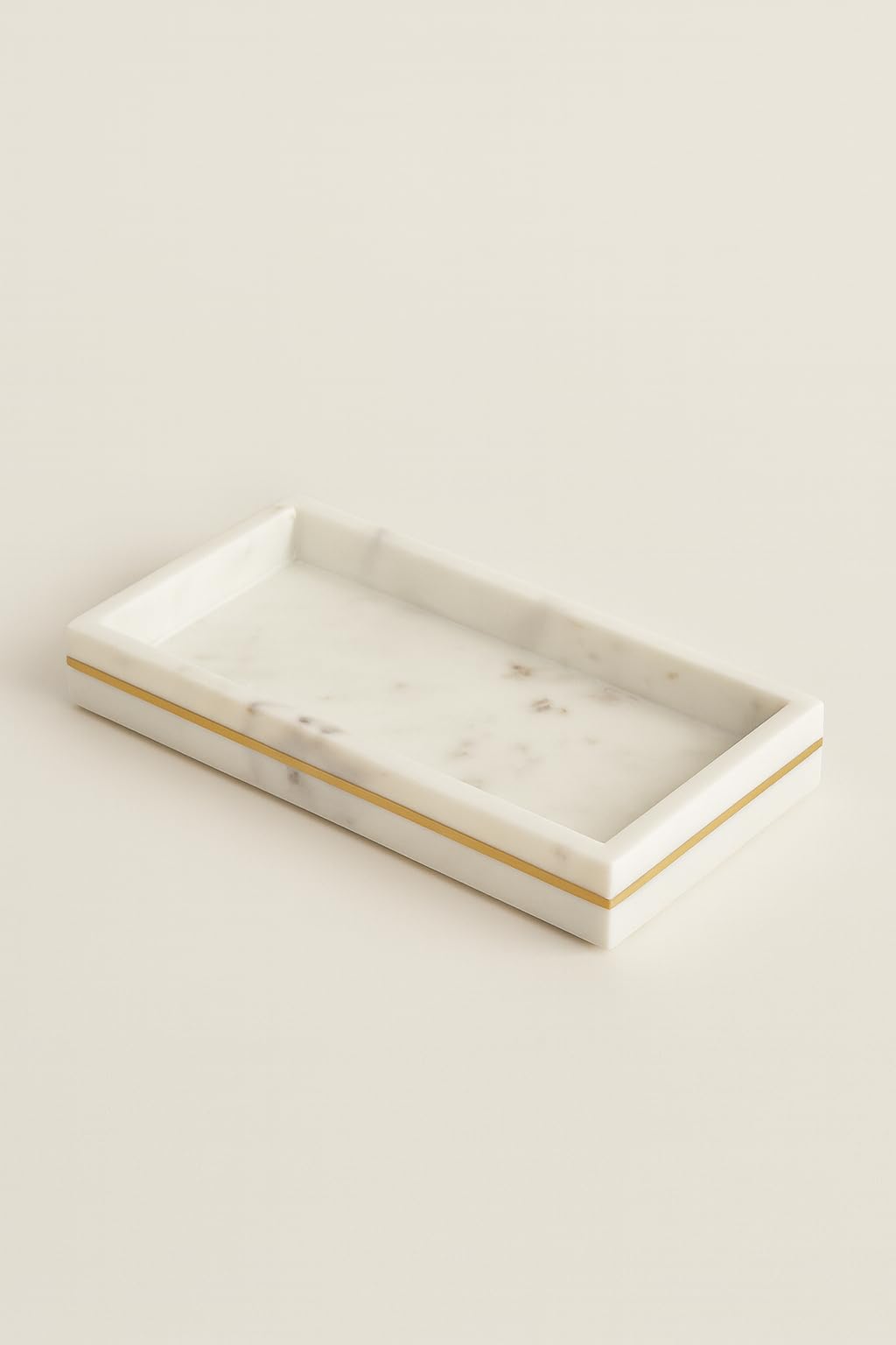 White Marble Vanity Tray with Brush Holder - Handmade -13