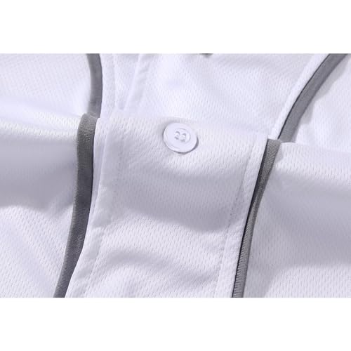 Acefast Inc FBAZJ-FQ00006-WHITE-12T Kids Baseball Jersey Button Blank Softball Team Uniform Girls Boys Hip Hop T-Shirt Solid Color Sweatshirt White thumb #4