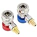 CNMF R134A Quick Coupler Connector High Low Coupler Adapter Set with Protective Sleeve for Automotive AC System Diagnosis Charging Evaporation Brass Blue Red 1/4 Inch