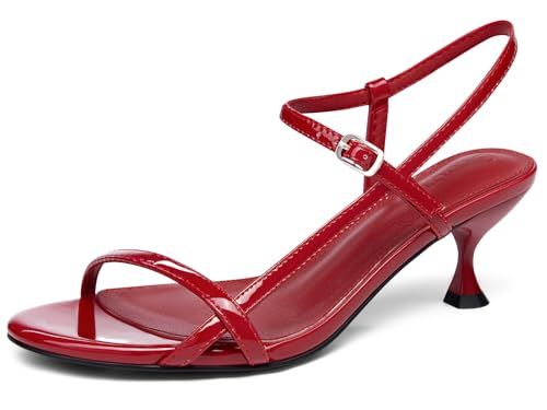 Coutgo Womens Strappy Heeled Sandals Kitten Low Heel Open Toe Ankle Strap Party Wedding Dress Shoes