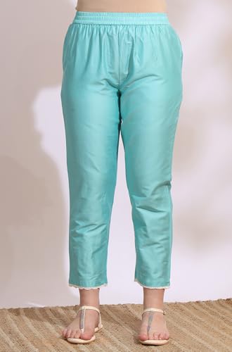 Image of W for Woman Embroidered Lace Cotton Blend Straight Kurta & Straight pant Set