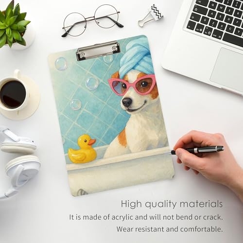 Acrylic Clipboard A4 Size 12.5" x 9" Metal Clipboard Folder with Low Profile Clip for Police Coaching Trade Quest Jack Russell Spa Day - Image 3