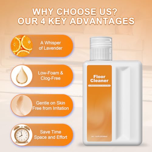 Image of Floor Cleaning Solution Compatible With Dreame Cleaning Solution, Subtle Orange Scent, Floor Cleaner for All Robot Vacuum Cleaners and Wireless Wet Dry Dual-Use Vacuum Cleaners, (Orange, Total 1 L)