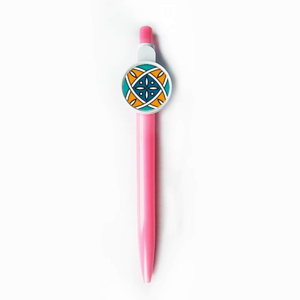 Stylo à bille géométrique bleu rétractable au design marocain abstrait chic