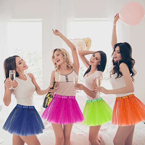 16 Packs Adult Tutu Tulle Skirts For Women Classic Elastic 3 Layered Short Skirt Ballet Tutu Skirt Halloween Cosplay 80'S Party Dance Costume Dress Multicolor #TOP4