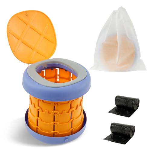 LCZNXJJY Travel Potty for Toddlers Potty Training Toilet Seat Portable Potty Seat with 40 Rubbish Bags, Travel Foldable Potty, Nonslip Car Potty for Boys Girls, Travel Camping Outdoor Indoor (Tall)