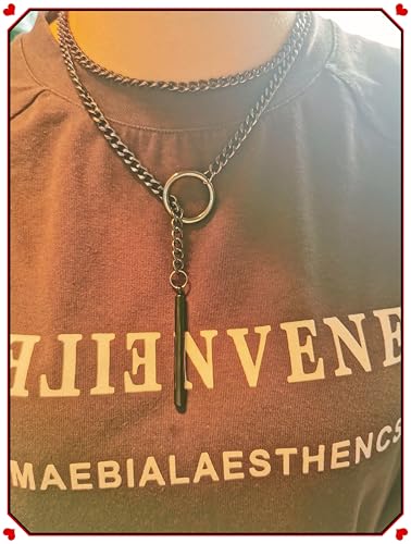 MQV Chunky Statement Black Stain Steel Lariat Y Necklaces Wrap Choker Necklace Set Bar pendant Dark Academia Aesthetic statement handmade jewelry gift for women2