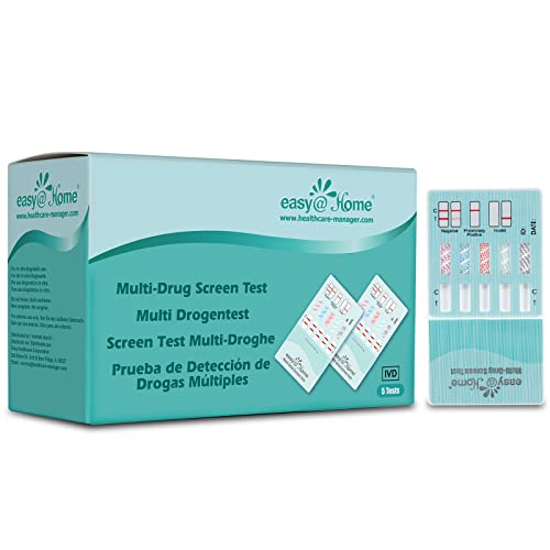 Easy@Home 5 x Test de Multidrogas Orina, Detecta Cocaína (COC), Marihuana (THC), Opio (Opi 2000), Anfetamina (AMP), Benzodiacepinas (BZO)- Pruebas de Multidrogas para la detección de 5 Drogas Cover