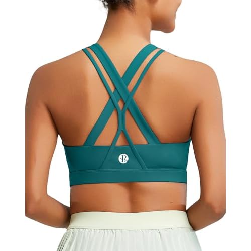 RUNNING GIRL Sports Bra for Women High Support, Criss-Cross Back Padded Strappy Sports Bras Yoga Bra with Removable Cups 1-teal XX-Large