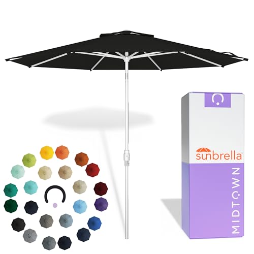 Image of Midtown Umbrellas Swilt - 8 Ft Patio Umbrella, Black Canopy