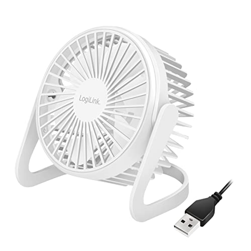 LogiLink Ventilador de escritorio USB 12,7 cm 30 dB, color blanco