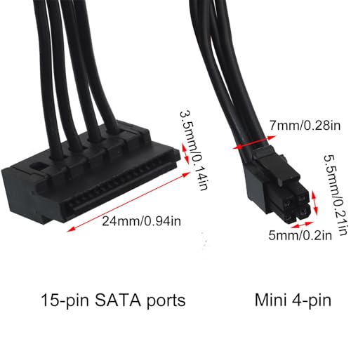 Cable SATA mini 4 pines para solucionar falta de espacio en alimentación de discos HDD PC 2