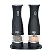 Vina Electronic Salt and Pepper Grinder Set, Battery Powered, LED Light, Plastic Body Automatic Salt Pepper Mill with Matching Stand, Pack of 2, Black